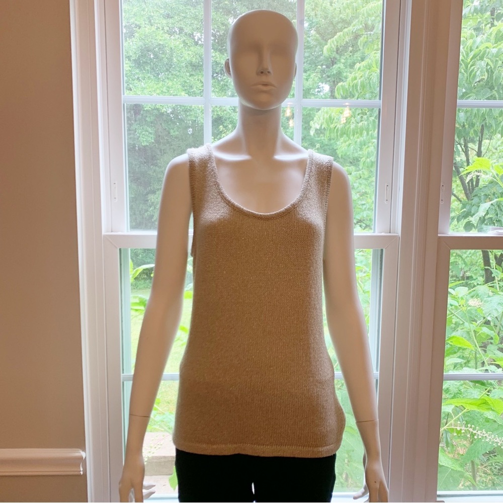 Micheal Kors Sleeveless Gold Shimmer Sweater Tank